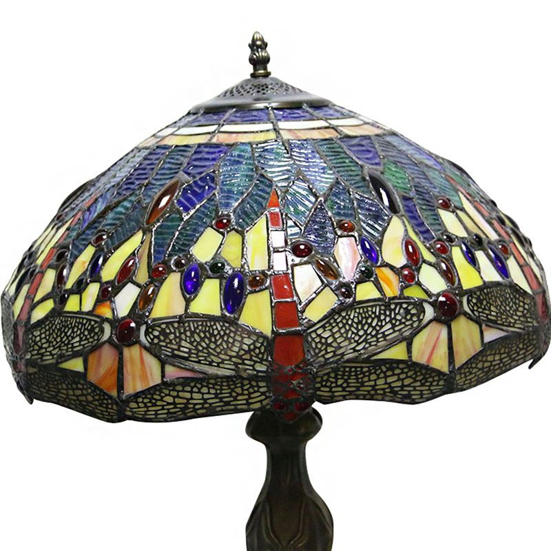 Dragonfly Tischlampe Retro gefärbte Glas 1-Licht-Akzentlampe im antiken Bronze Finish für das Studium