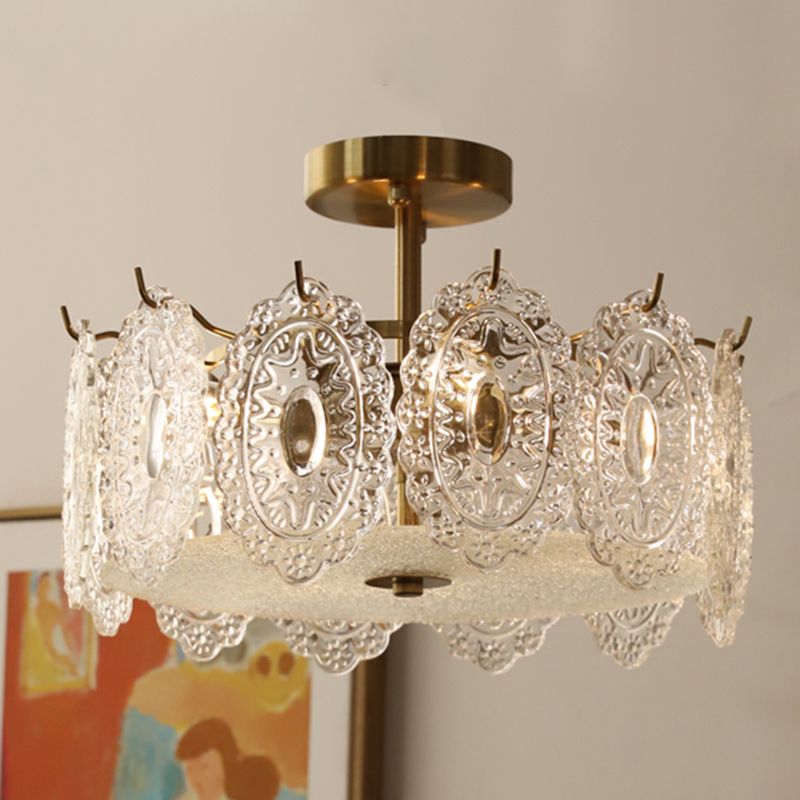 Contemporary Creative Ceiling Lamp Glass Shade Flush Mount Light Fixture