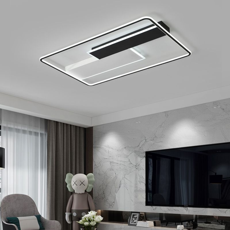 Minimalisme LED Metal Flush Light Black Flush Mount Ceiling Light for Living Room