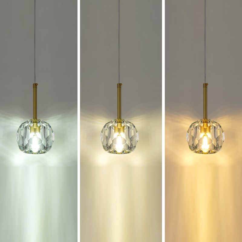 Balle Shade Dining Room Suspension lampe cristal Minimaliste Lumière suspendue en or
