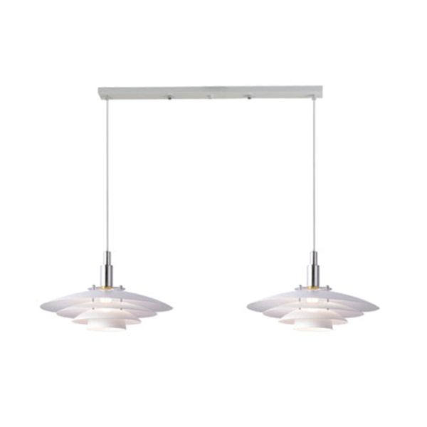 Modern Style Pendant Light Layered White Metal Hanging Lamp for Restaurant Bedroom