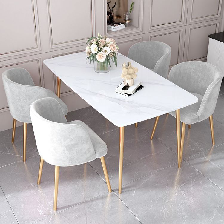 Luxury 1/2/5 Pieces Rectangle Dining Set Sintered Stone Dining Table with Chairs
