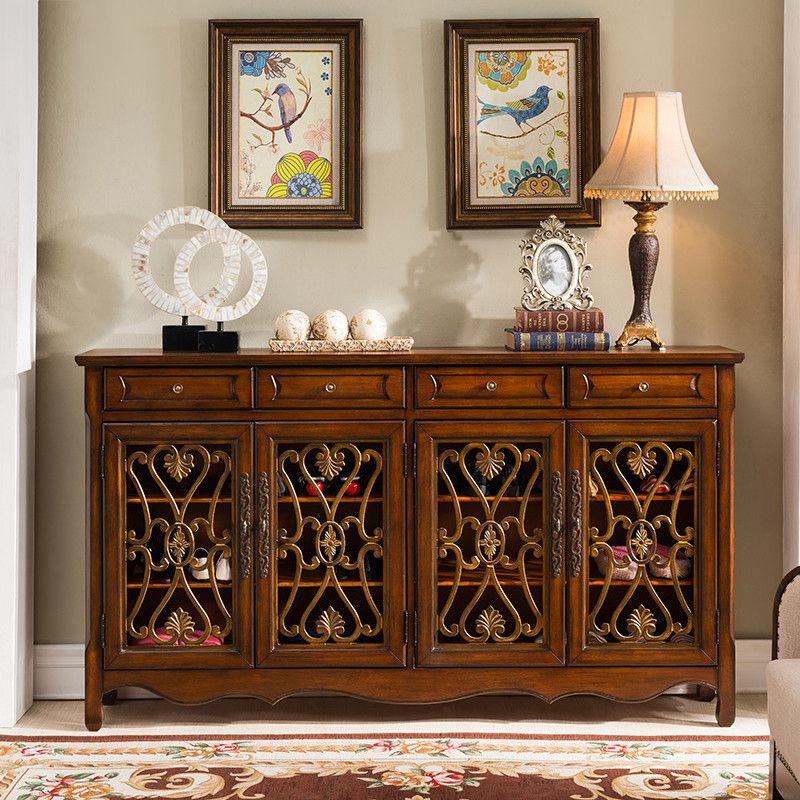 Industrial Cabriole Legs Storage Cabinet Solid Wood Storage Cabinet