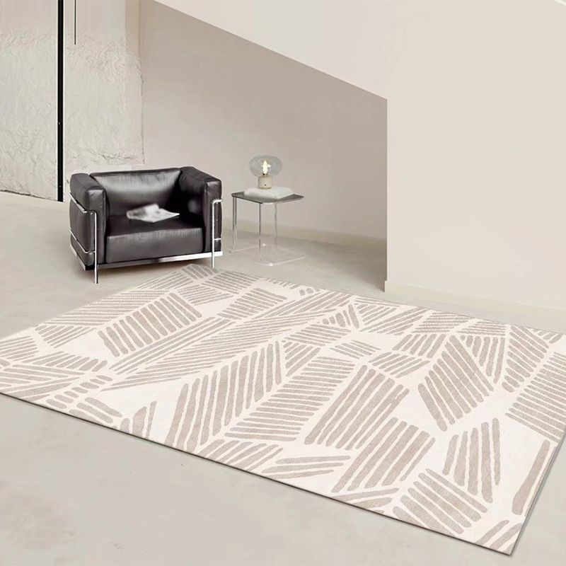 Brown Stripe Rug Polyester Modern Rug Stain Resistant Rug for Living Room