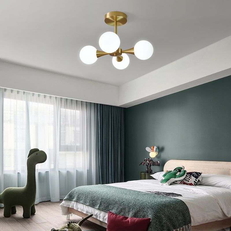 Modern Sputnik Ceiling Light Glass Shade Flush Mount Light for Bedroom Living Room