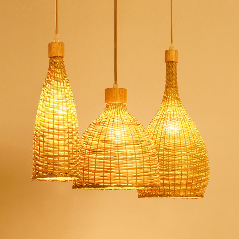 Bamboo Hanging Light Household Pendent Lighting Fixture for Sitting Room