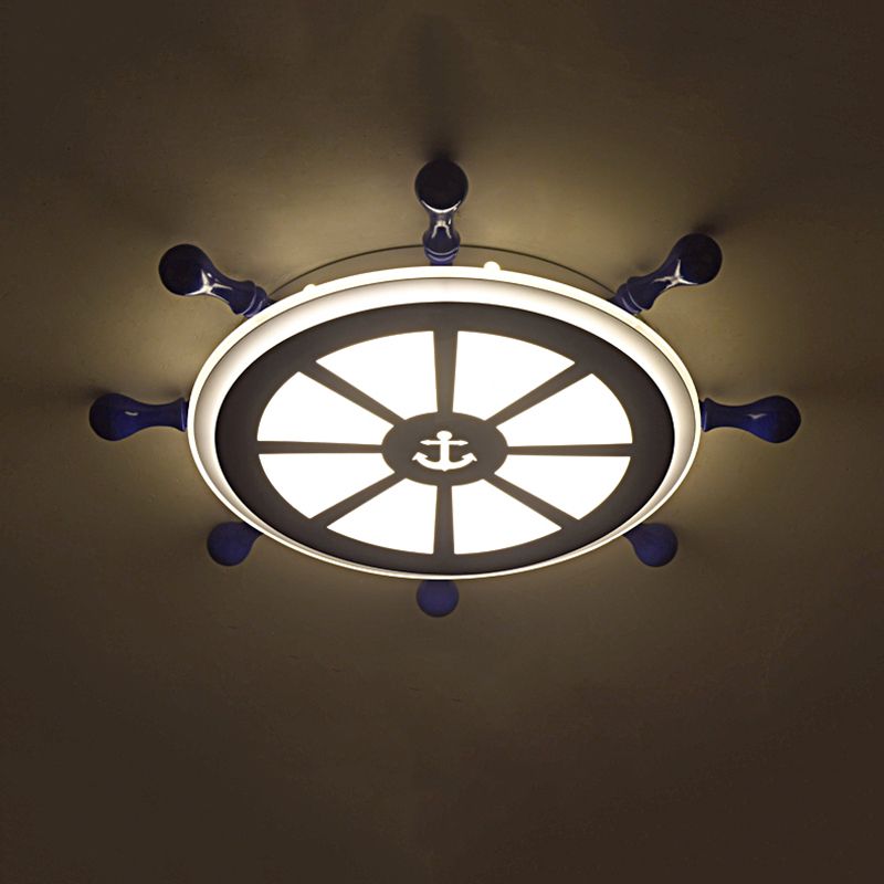 Plafonnier Ancre Style Enfants En Métal LED Chambre Plafond Plafonnier En Bleu