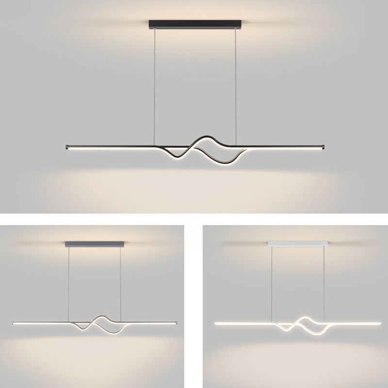 Linear Ceiling Pendant Minimalist Mental 1 Light Hanging Lamp