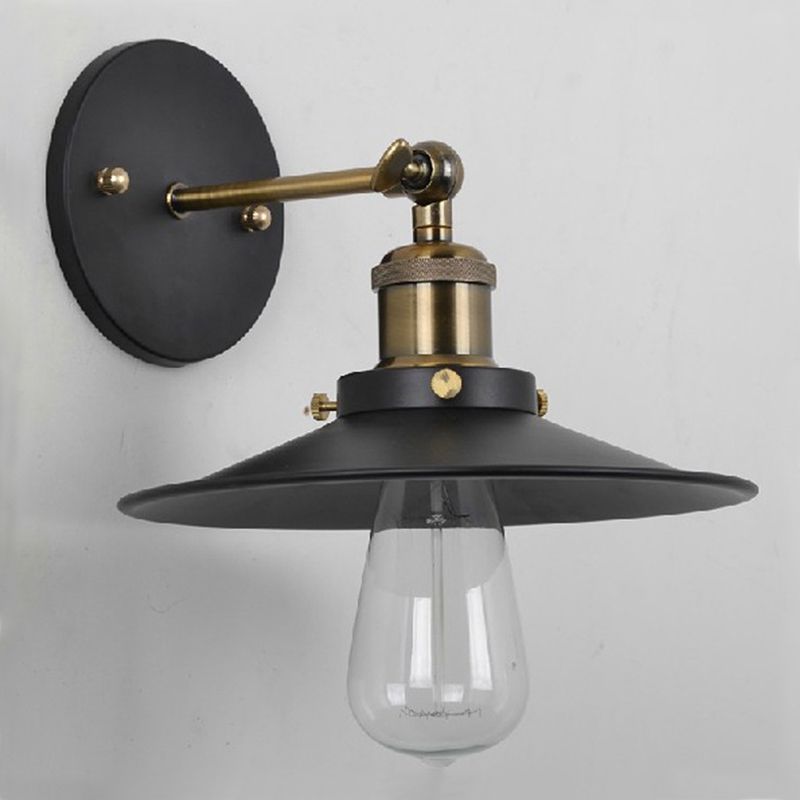 Black Cone Wall Light in Industrial Retro Style Wrought Iron Wall Lamp for Interior Spaces