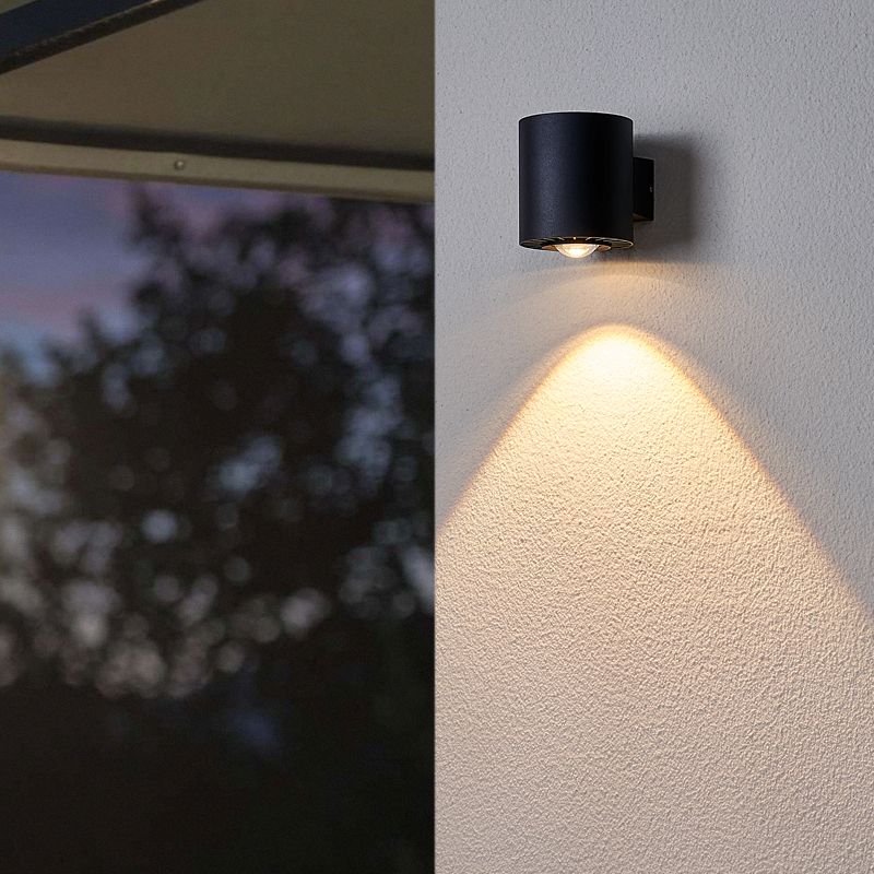 1-Licht-Zylinderwandleuchten zeitgenössischer Stil Metallwandmontage in Schwarz