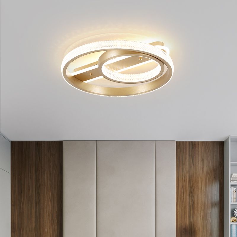 LED Flush Mounted Ceiling Lights with Acrylic Shade Gold Simplicity Lighting Fixture