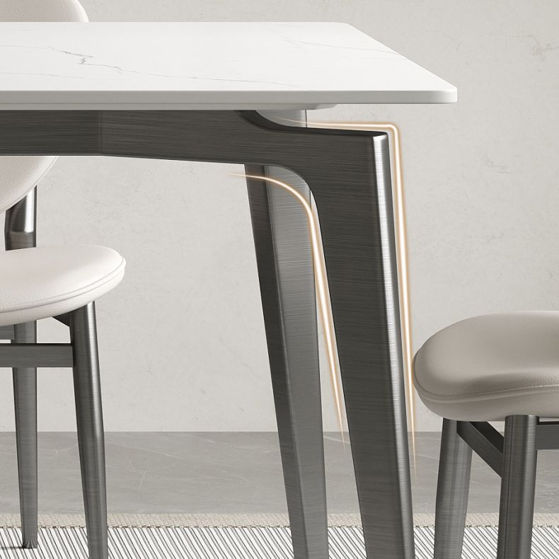 Stainless Steel Frame Dinette Table Stone Top Rectangle Dining Table