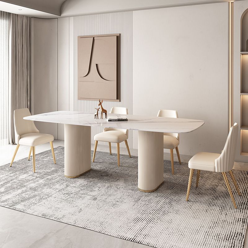 Nordic Style Sintered Stone Rectangle Table Set 1/4/5/7 Pieces Set