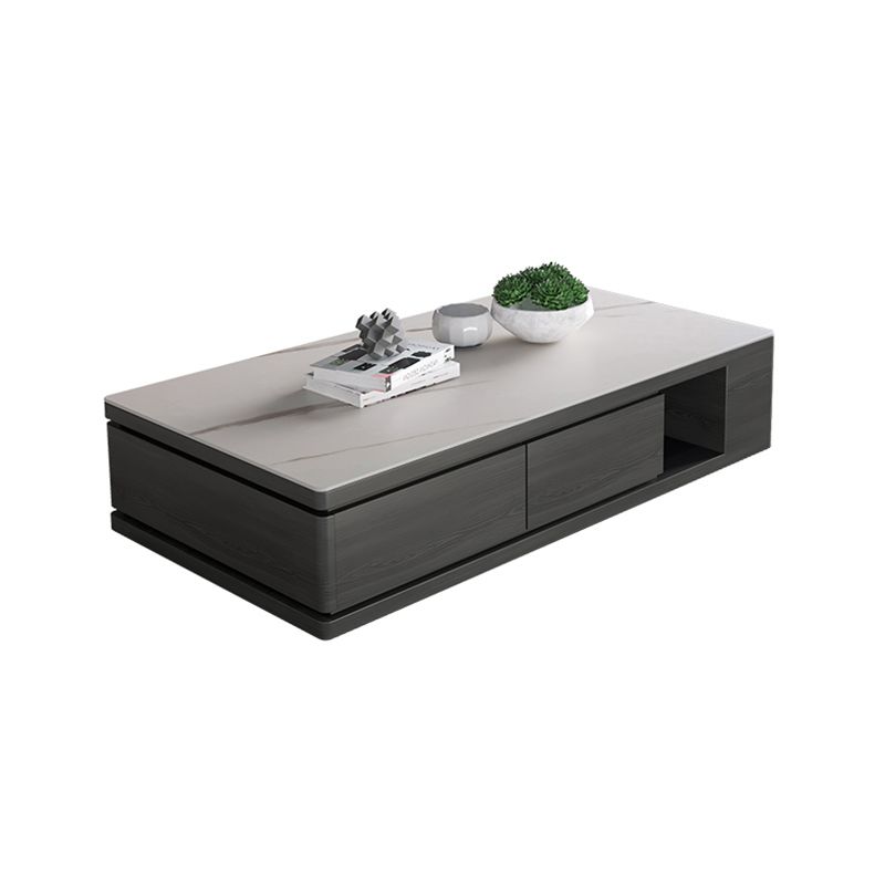 Modern Rectangle Coffee Table Set Espresso Wood Coffee Table with Drawers