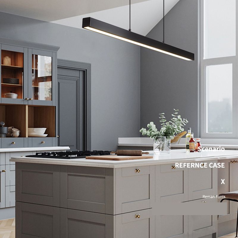 Contemporary Minimalism Island Light Fixture Metal Linear Chandelier Lamp