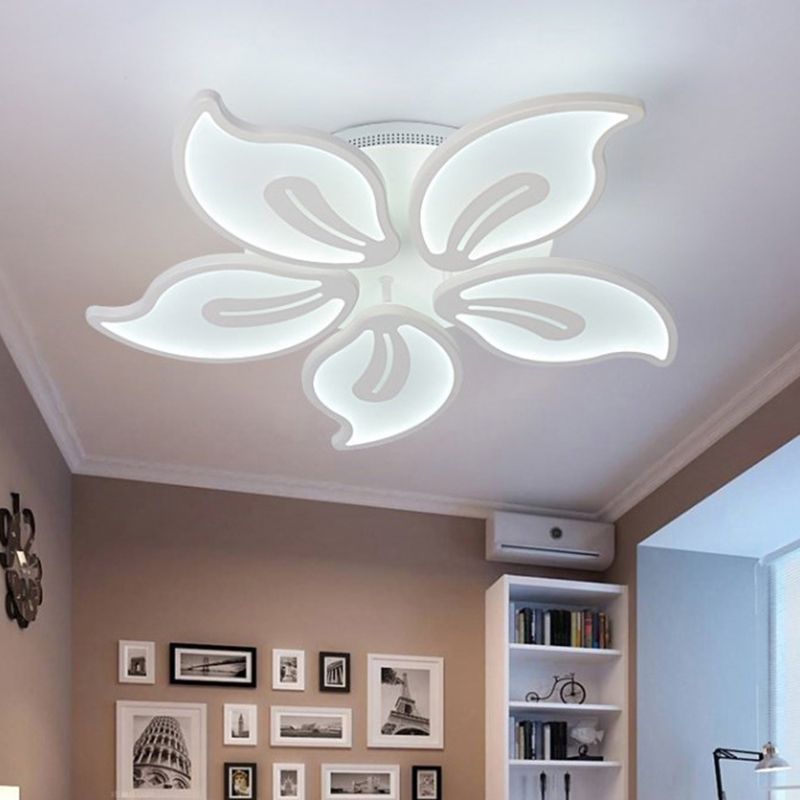 Acrylic Bauhinia Leaves Flush Ceiling Light Modernism LED 3/5/9-Light Flush Mount Light Fixture in Warm/White/Natural Light