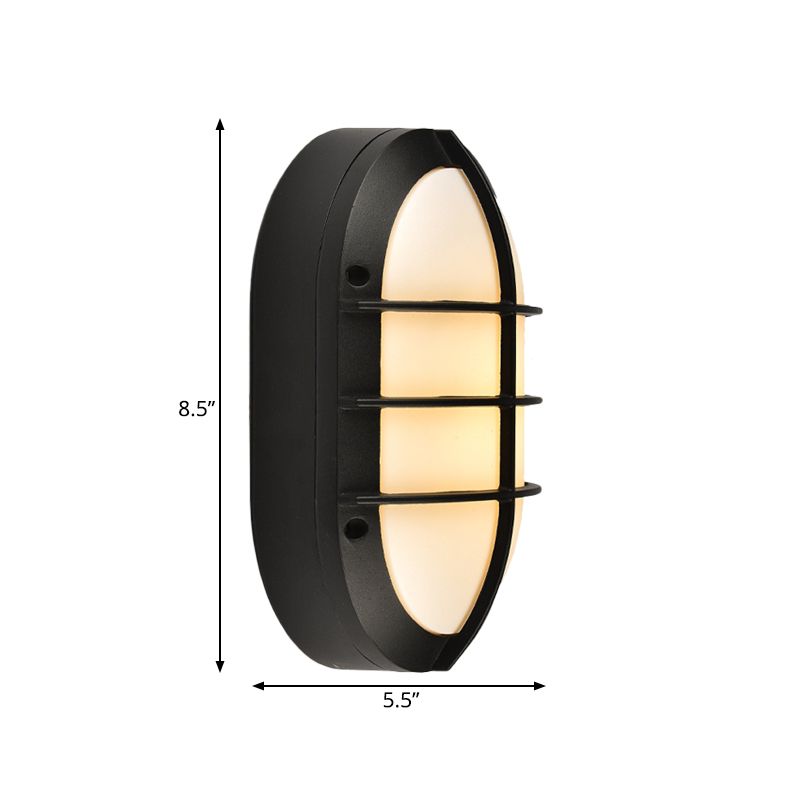 1 Light Wall Lamp Classic Style Elliptical Opal Glass Wall Mount Lighting in Black with/without Frame