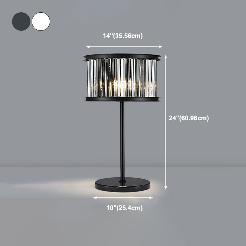 American Style Crystal Table Lamp Black 3 Lights Desk Lamp for Bedroom