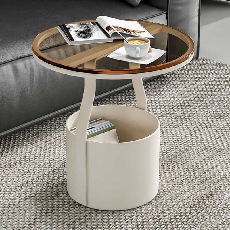 19.7" Storage Round Side Table Metal Drum Sofa Side Accent Table