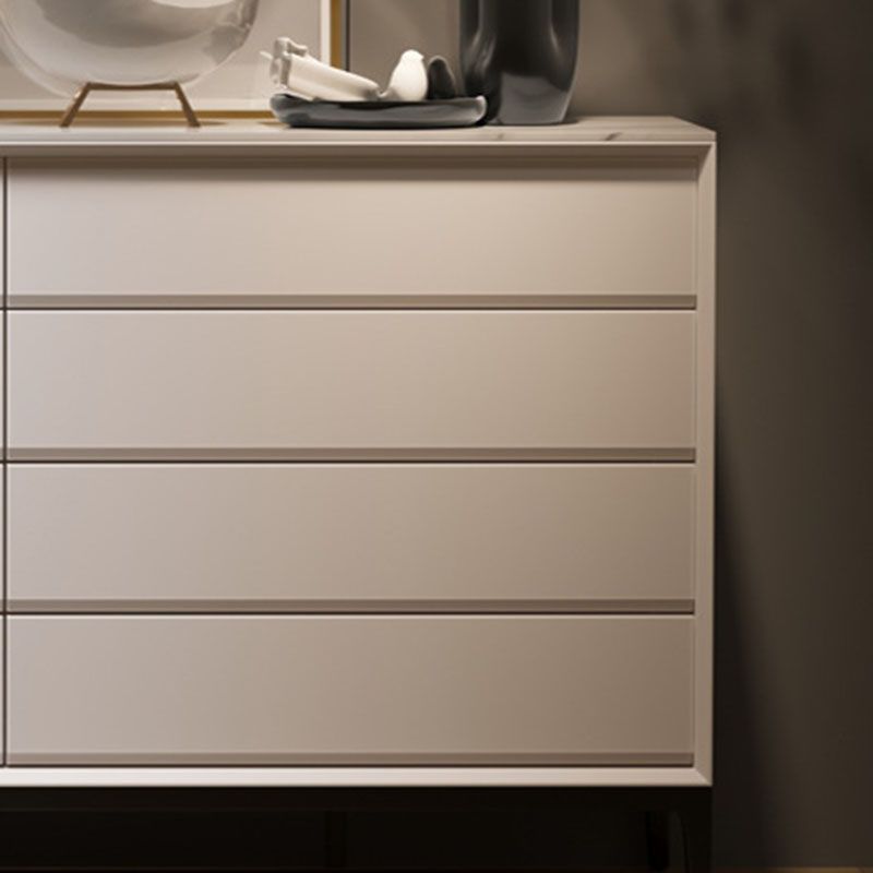 Contemporary Chest Bedroom Stone Storage Chest in White with 8 Drawers