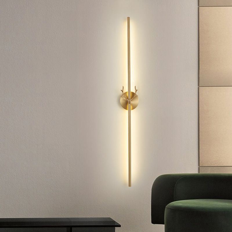Contemporary LED Wall Sconce Thin-Line Sconce Lighting with Brass for Bedroom