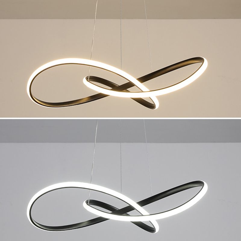 Modern Minimalist Linear Chandelier Light Metal Spiral LED Ceiling Chandelier for Living Room