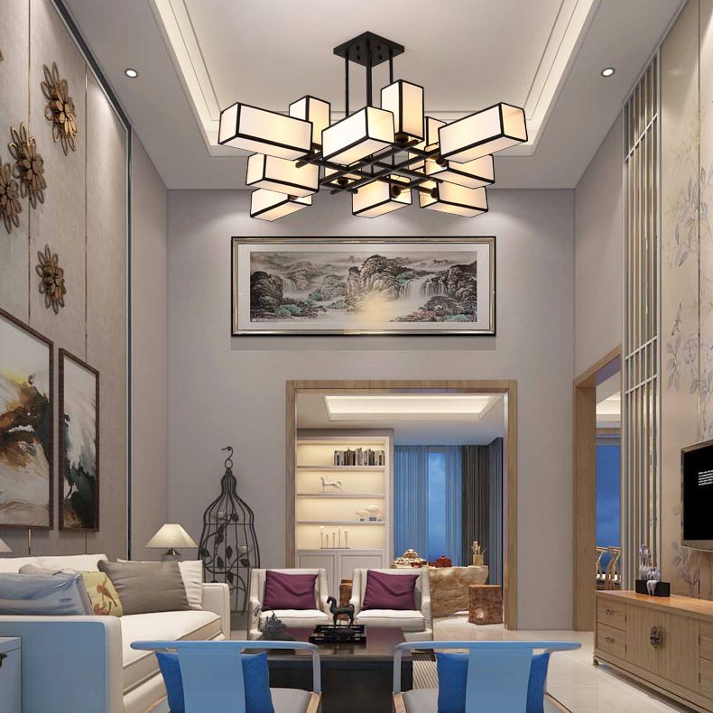 Minimalist Sputnik Hanging Lamp Fabric Chandelier Lighting for Living Room