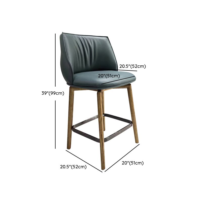 Indoor Upholstered Bar Stool Solid Wood Bar Stool with Footrest