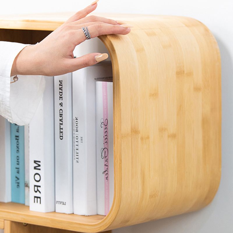 Natural Geometric Bookcase Contemporary Open Back Bamboo Shelf