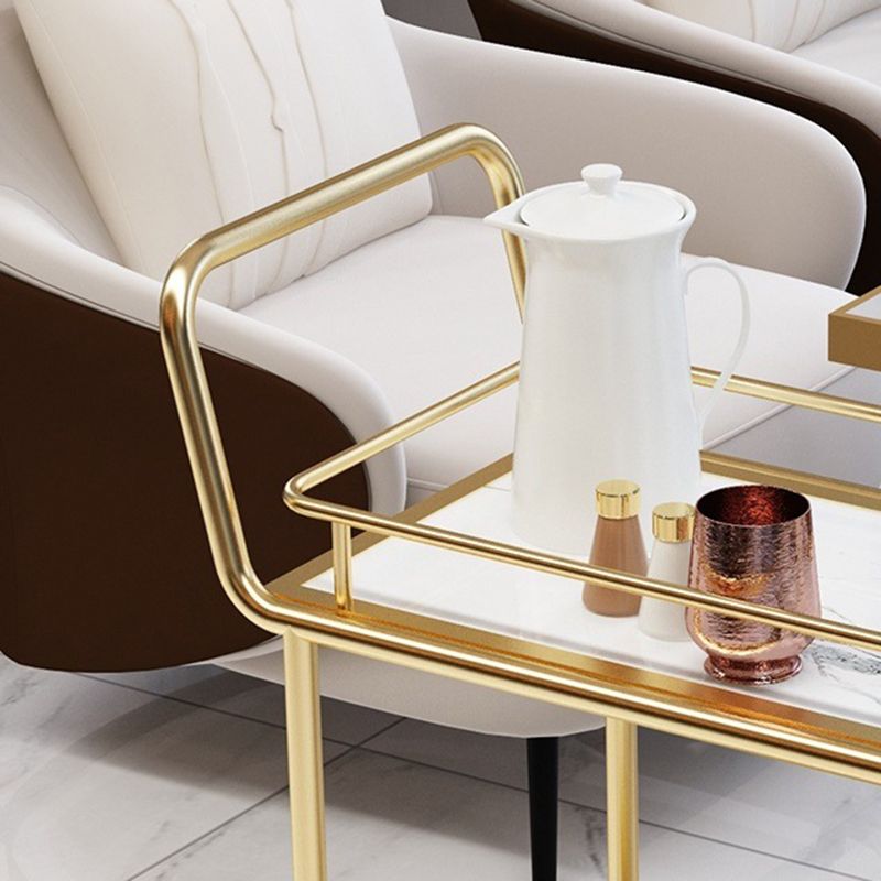 Modern Home Dining Prep Table Rolling Metal Open Storage Prep Table