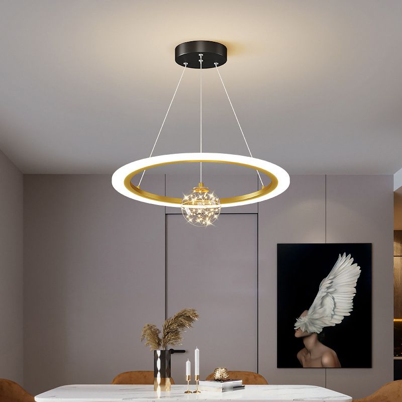 Multi Lights Ring Pendant Chandelier Modern Style Metal Hanging Lamps