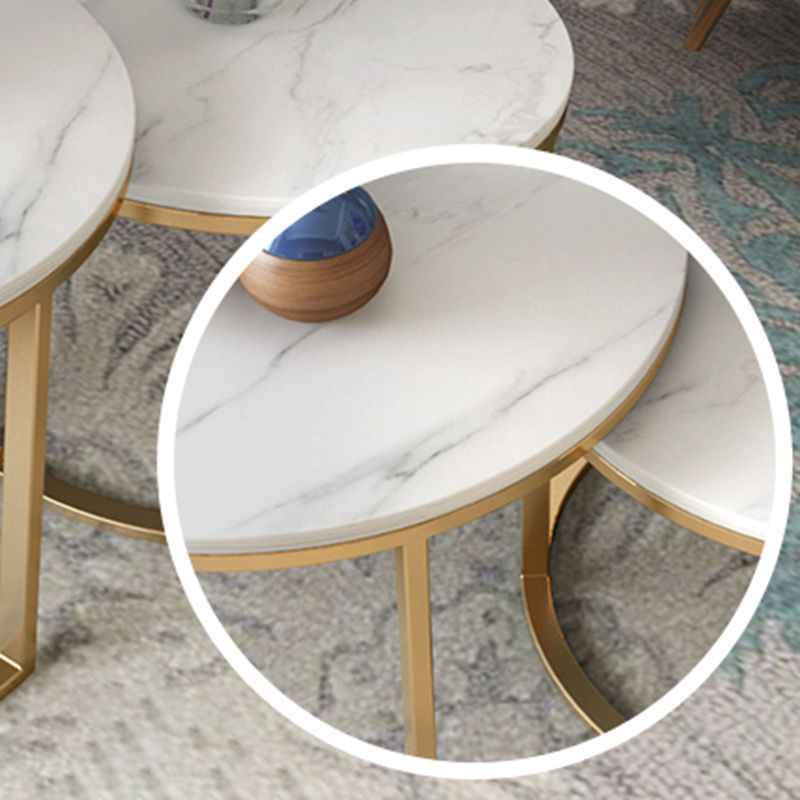 Slate Round Coffee Table Frame 2 Piece Nesting Tables for Living Room