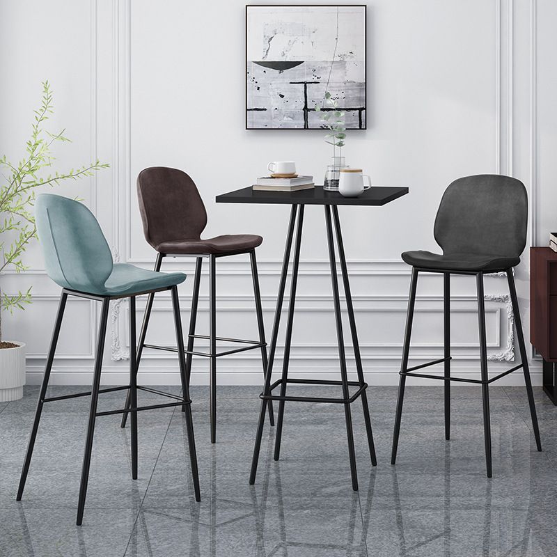 Contemporary Faux Leather Bar Stool Armless Backrest Bar Stool