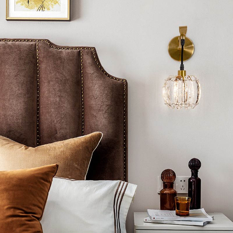 Nordic Style Metal Wall Light Globe Shape Wall Sconce with Crystal for Living Room