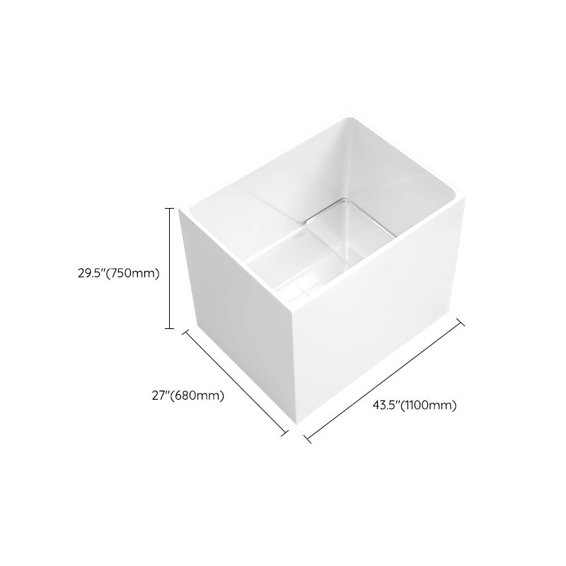 Modern Rectangle White Bathtub Acrylic Back to Wall with Drain Bath Tub