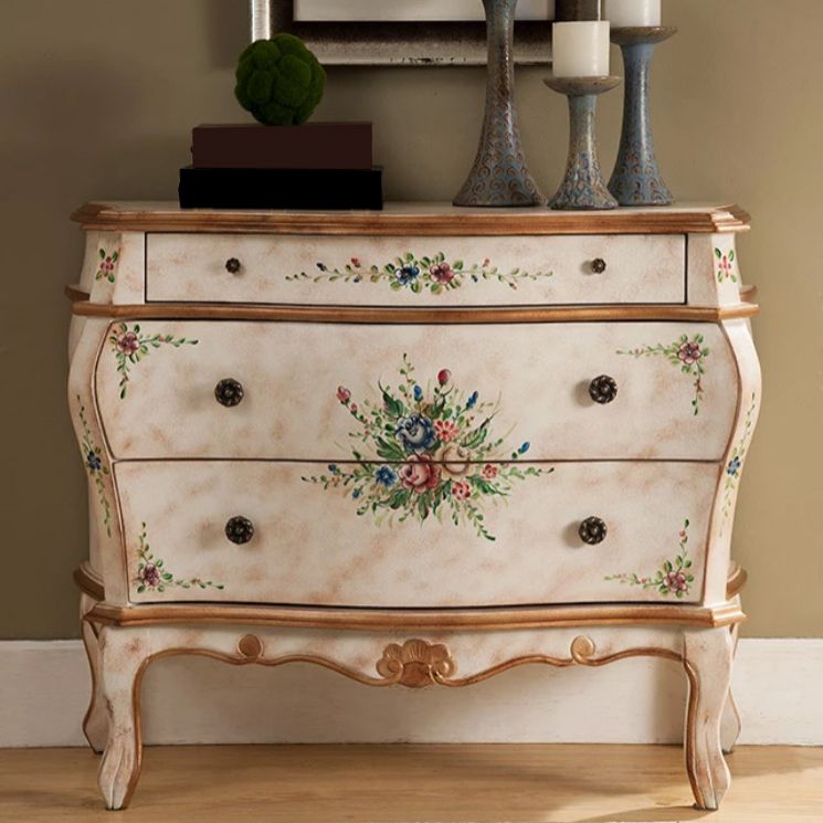 Traditional Wooden Dresser Horizontal 3 Drawers Chest without Mirror