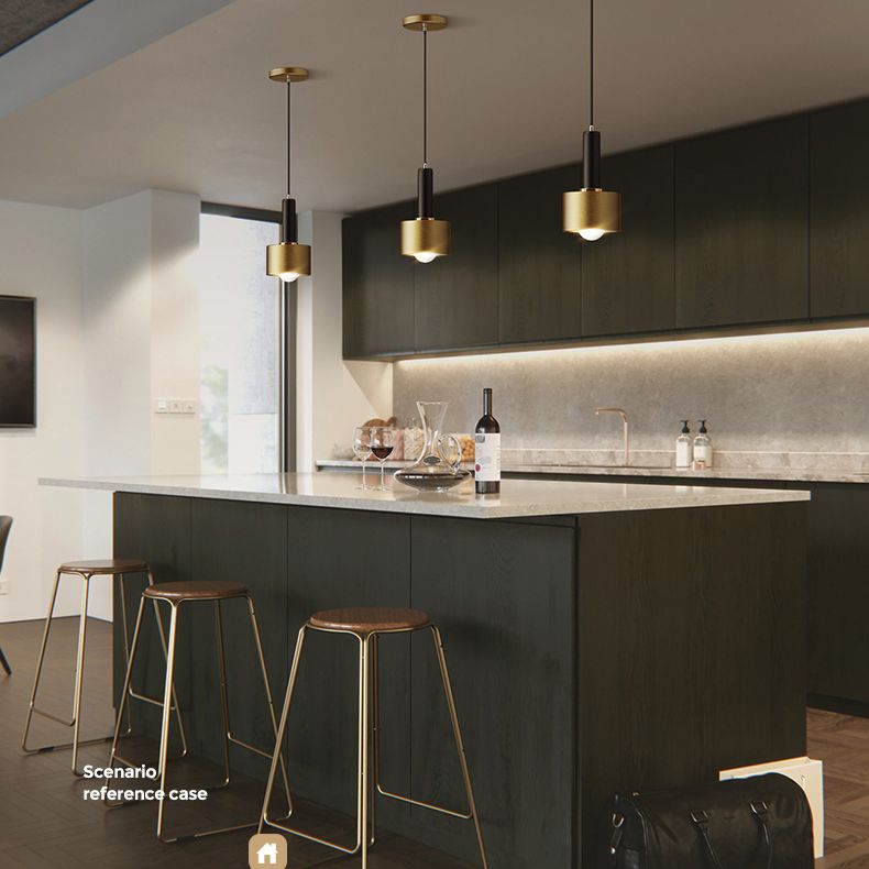 Contemporary Pendant Light Kit Gold Shaded Hanging Ceiling Light with Metal Shade