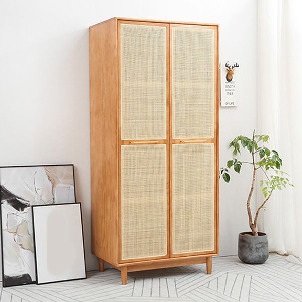 Freestanding Natural Solid Wood Wardrobe Modern Multifunctional Wardrobe