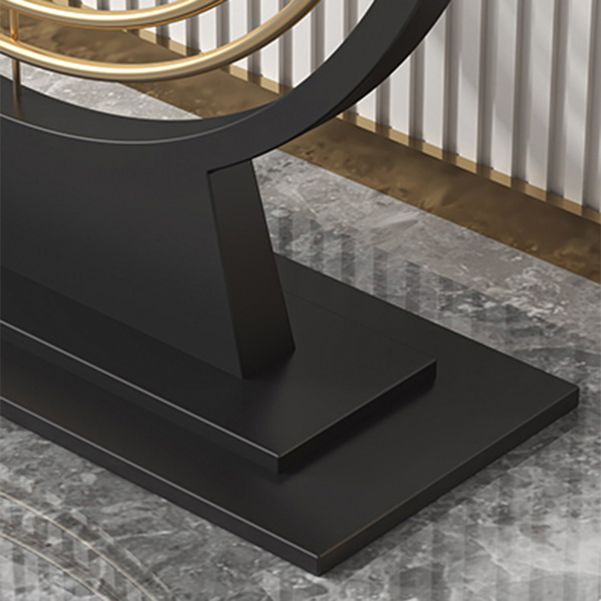 11" Wide Contemporary Console Table Stone Half Moon End Table