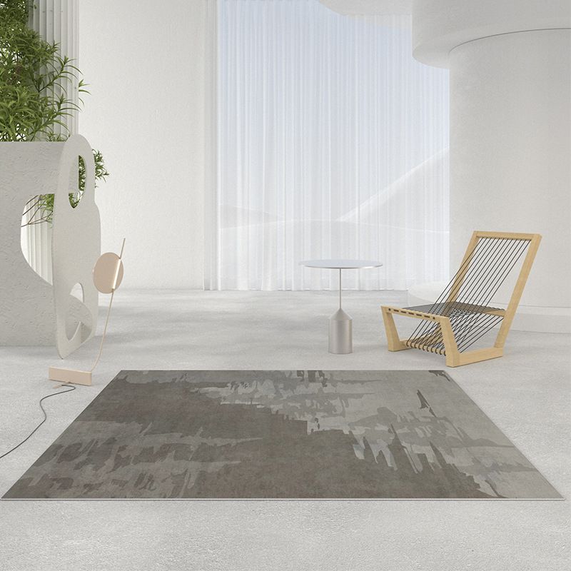 Dark Gray Modern Rug Polyester Graphic Rug Stain Resistant Rug for Home Decor
