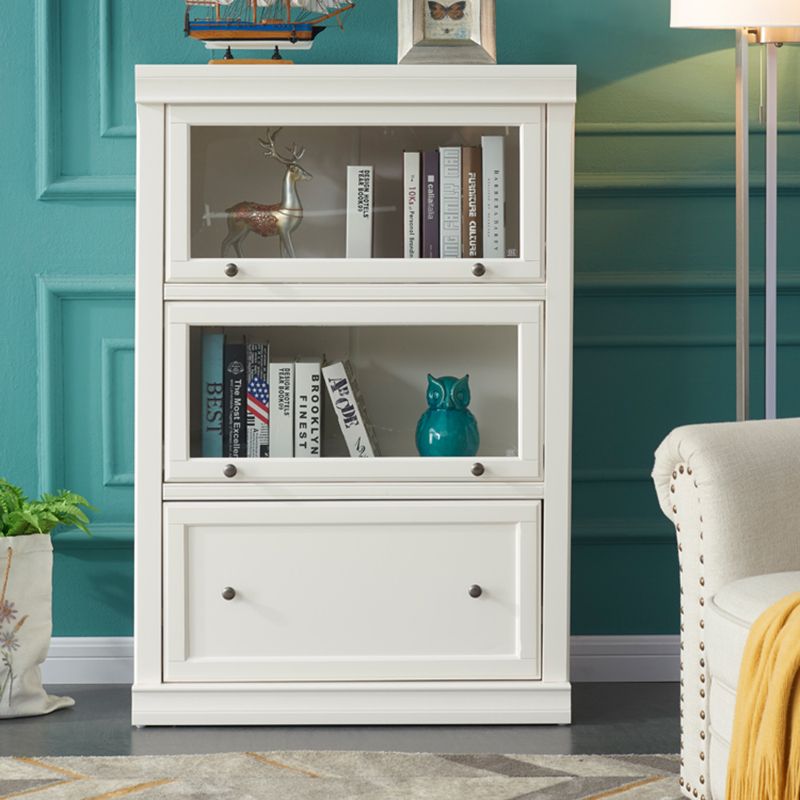 Urban Wooden Shelf Bookcase White Closed Back Bookshelf with Doors