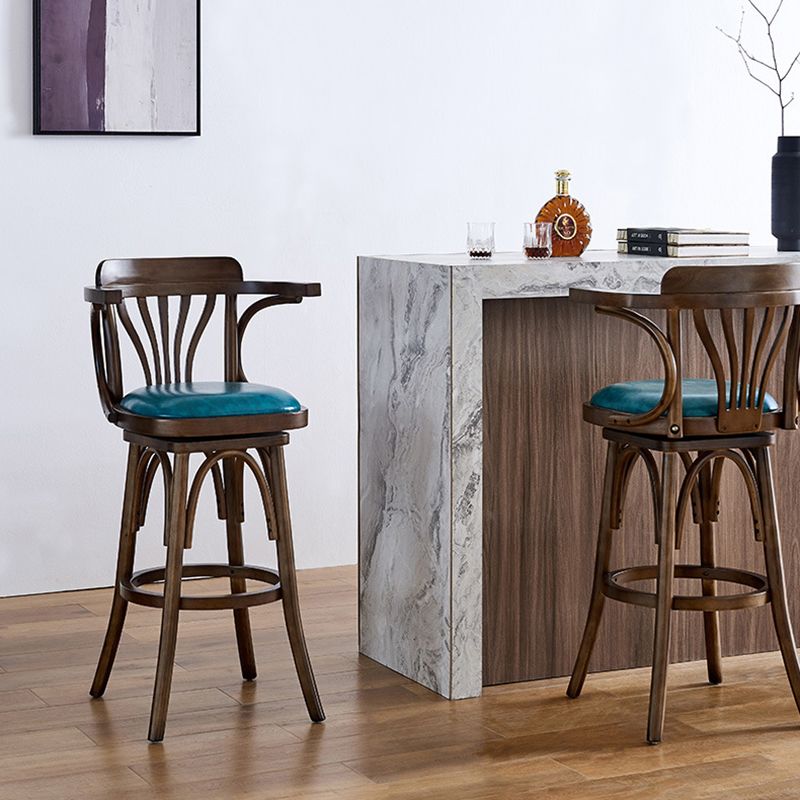 Contemporary Wood Stool Faux Leather Counter Stool in Matte Finish for Home