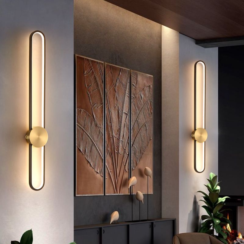 Metal Oval Shape Wall Mount Lighting Modern 1-Light Wall Mounted Light Fixture