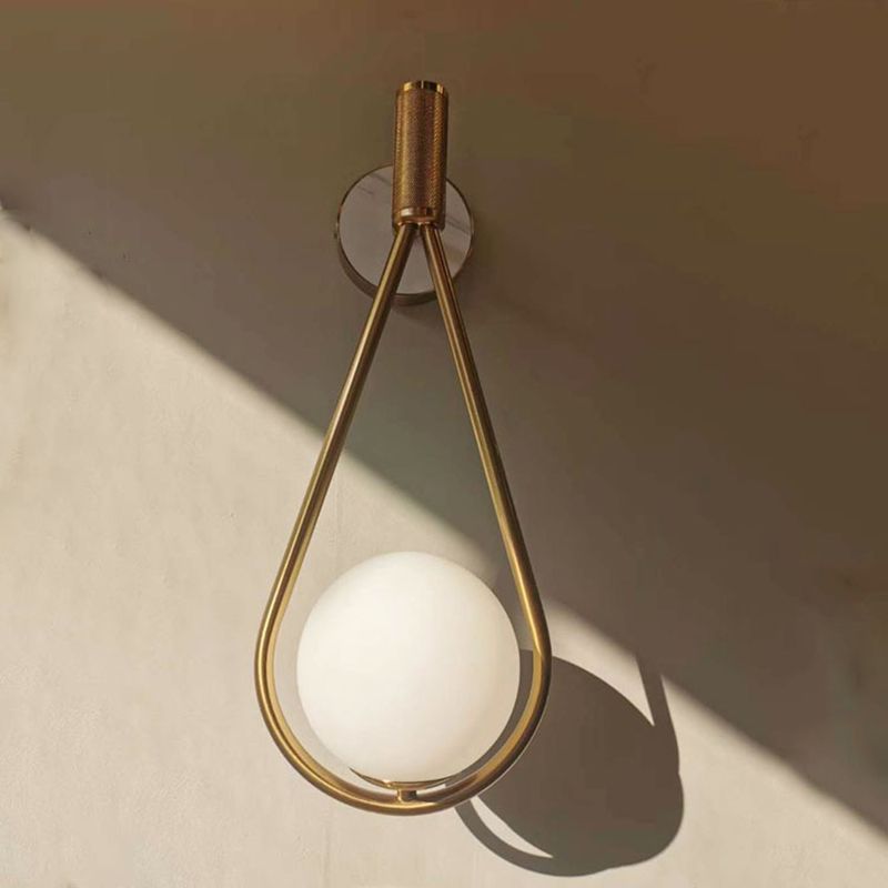 Modern Simplicity Droplet Wall Light Sconce Milk Glass Wall Light Fixtures for Bedroom