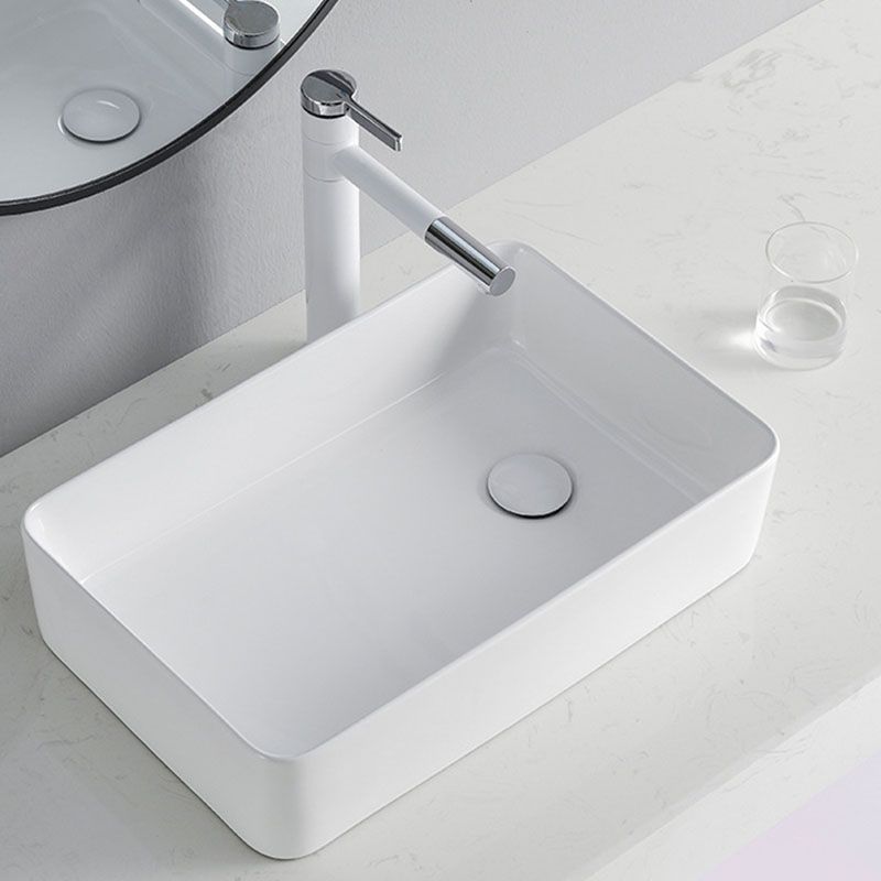 Rectangular Bathroom Sink Porcelain Trough Bathroom Sink(Not Included Faucets)