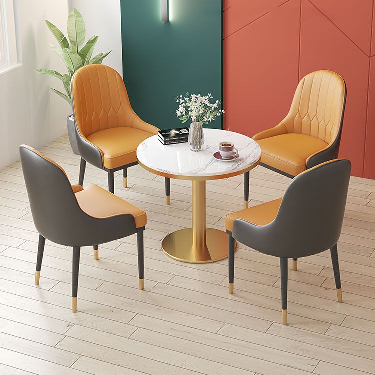 Glam Dining Set for Home 1/3/4/5 Pieces Round Dinette Set with Leather Chairs