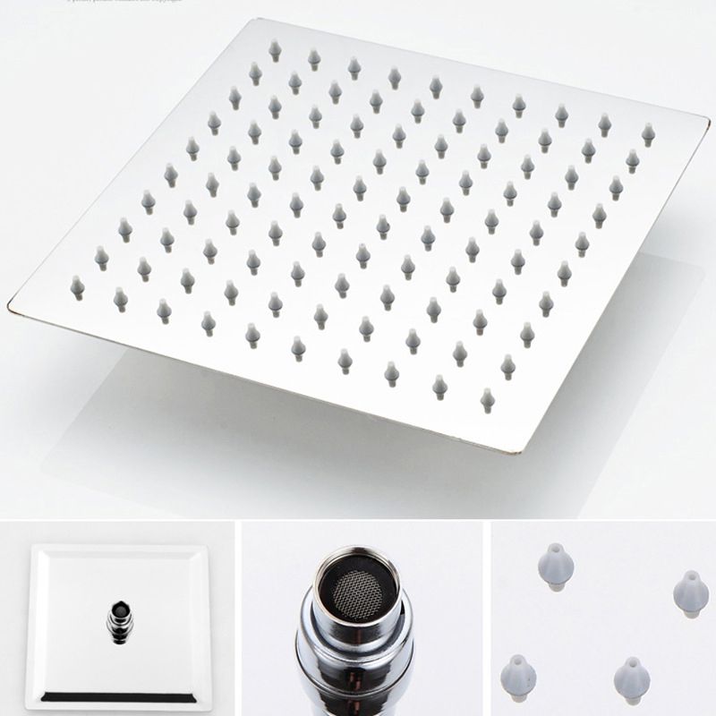 Stainless Steel Square Showerhead Standard Spray Pattern Wall-Mount Showerhead