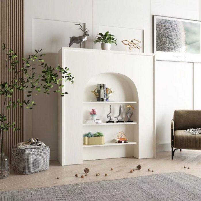 Contemporary 3 Shelves Accent Chest White 7.87-Inch D Cabinet