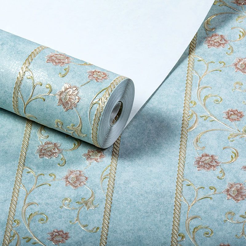 Floral Stripe Wall Decor Non-Pasted Wallpaper Roll for Girl's Bedroom, 20.5 in x 33 ft