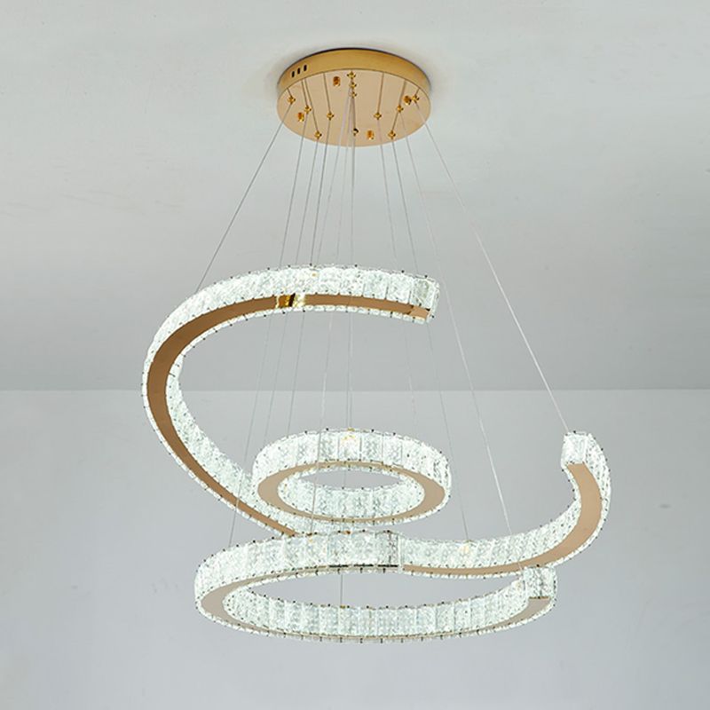 Contemporary Ceiling Pendant Light Crystal Ceiling Hung Fixtures for Living Room